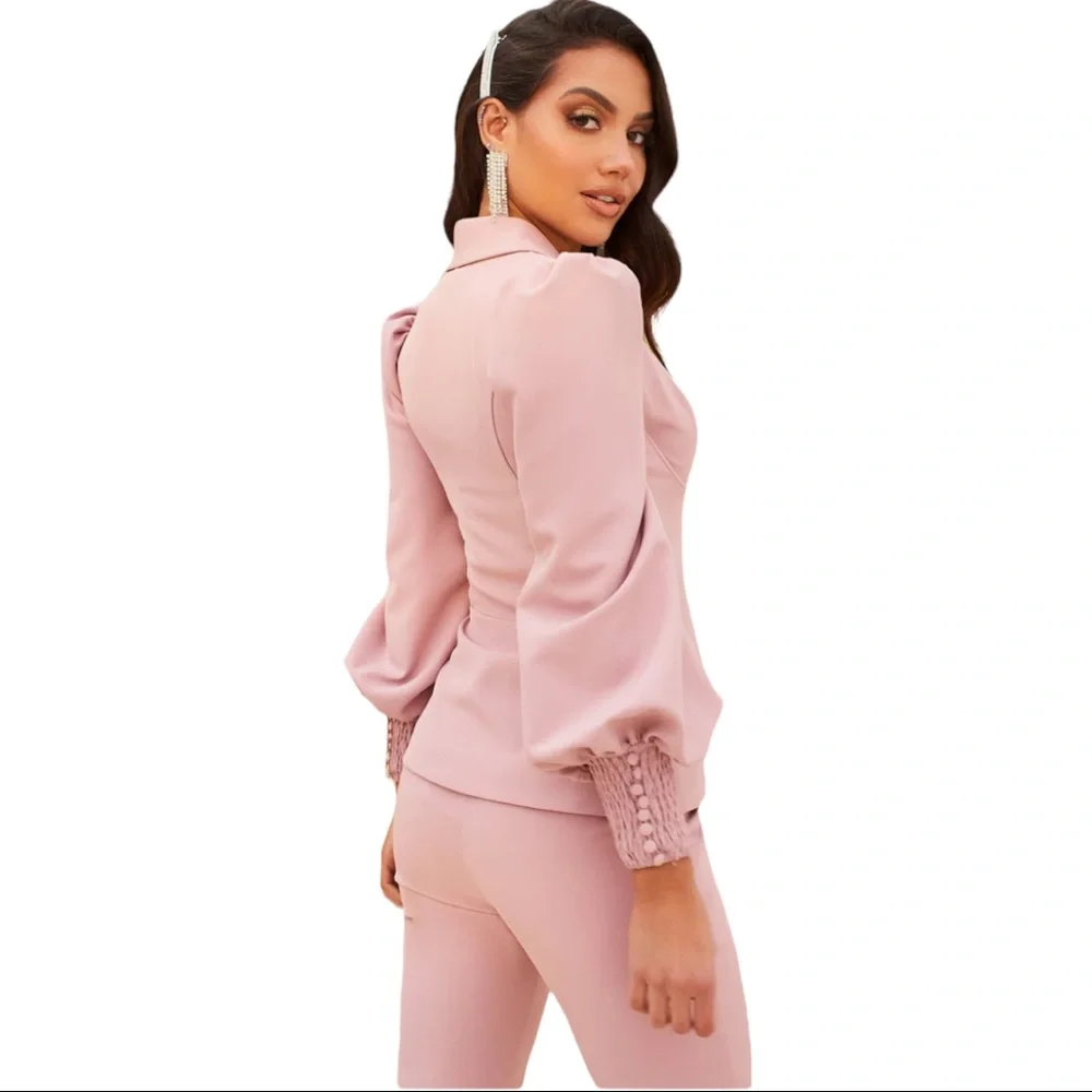 New without tags Lavish Alice corset button blazer co-ord in pink - Picture 2 of 9